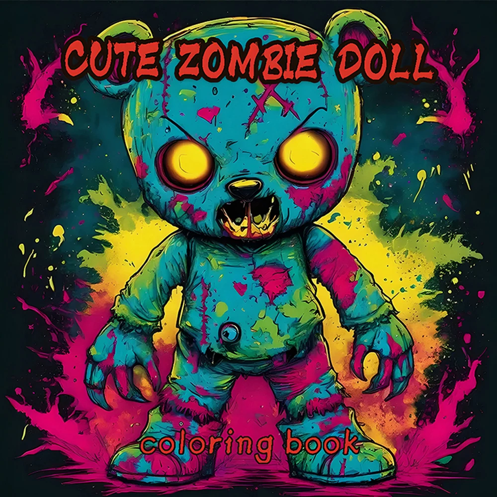 1pc CUTE ZOMBIE DOLL Coloring Book 24 Pages Halloween Adult Picture Book For Kill Time Graffiti Painting Drawing
