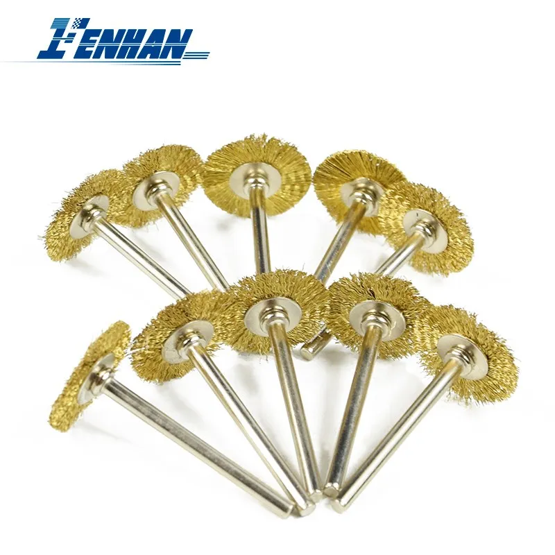 Brass Wheel Brush Set 10pcs 3.0mm Shank Wire Wheel Brush for Dremel Rotary Tools Electric Tool for The Engraver Polishing Tools