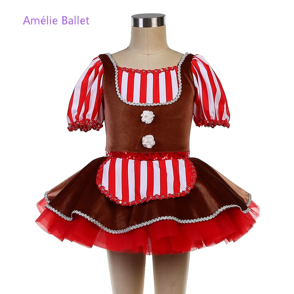 C26053 New Ballet Costumes Brown & Red Velvet Top Bodice Ballet Tutu Kids Stage Performance Ballet Dance Costume Dancewear