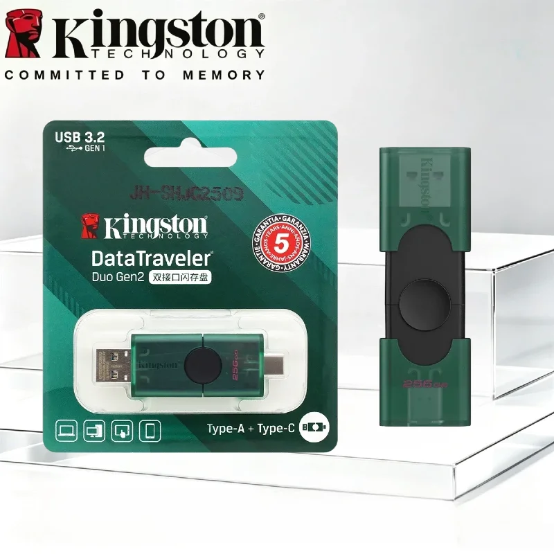 Kingston DTDEG2 USB3.2 Dual Flash Drive 128GB 256GB OTG U Disk Type-C USB-A Pendrive For iPhone 15 16 Original Stick