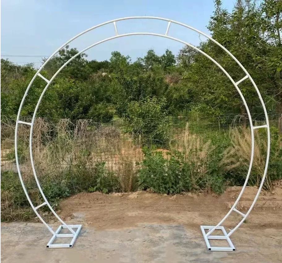 Hochzeitsbogen Party-Hintergrund Eisenbogen Blumenständer Requisiten Doppelter Runder Ringbogen Rahmen Heim-Blumenbogen Türdekoration – Detail 7