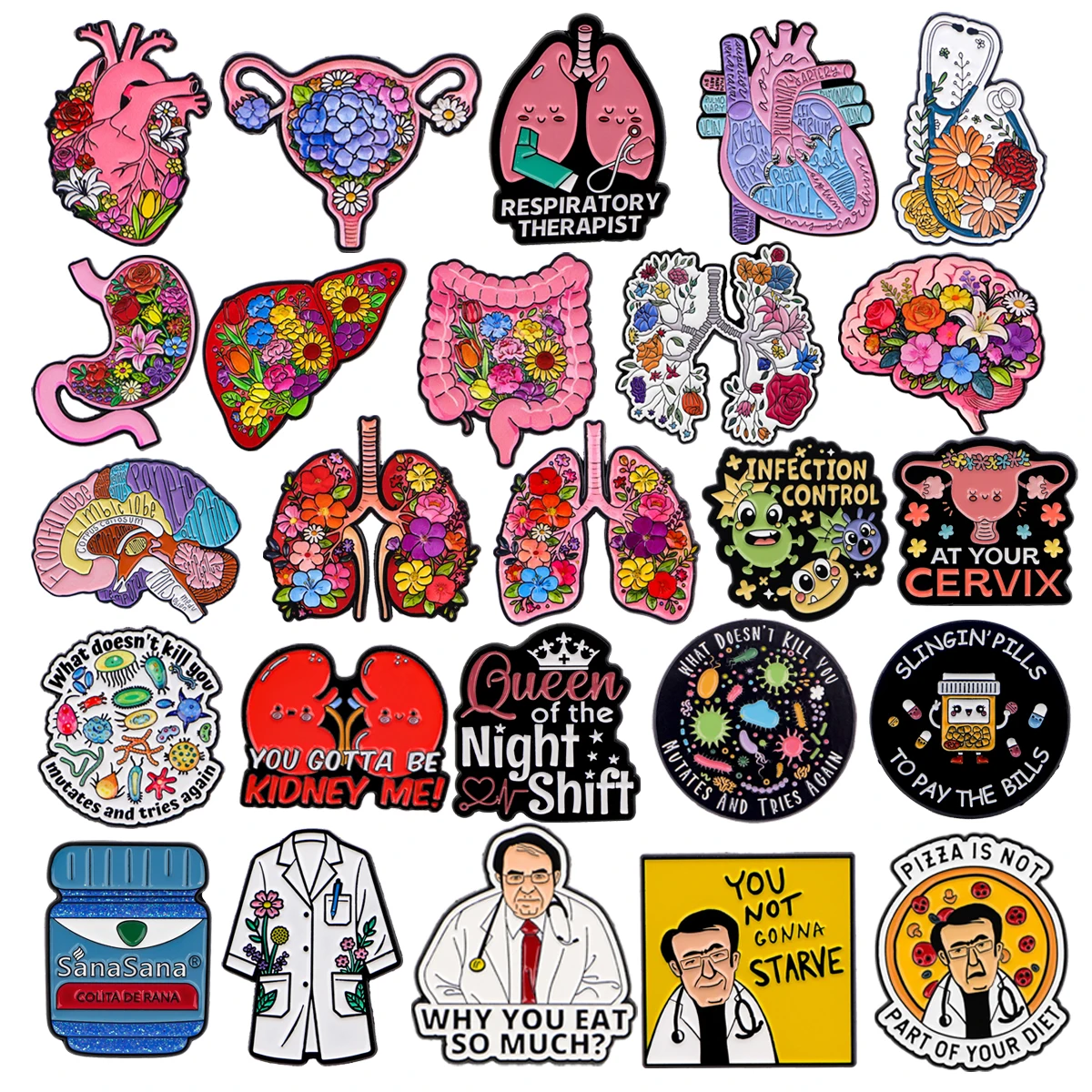 Human Organ Enamel Pin Heart Brain Lung Stomach Badges Lapel Pins for Jeans Women's Clothing Adorn Jewelry Doctor Friend Gifts