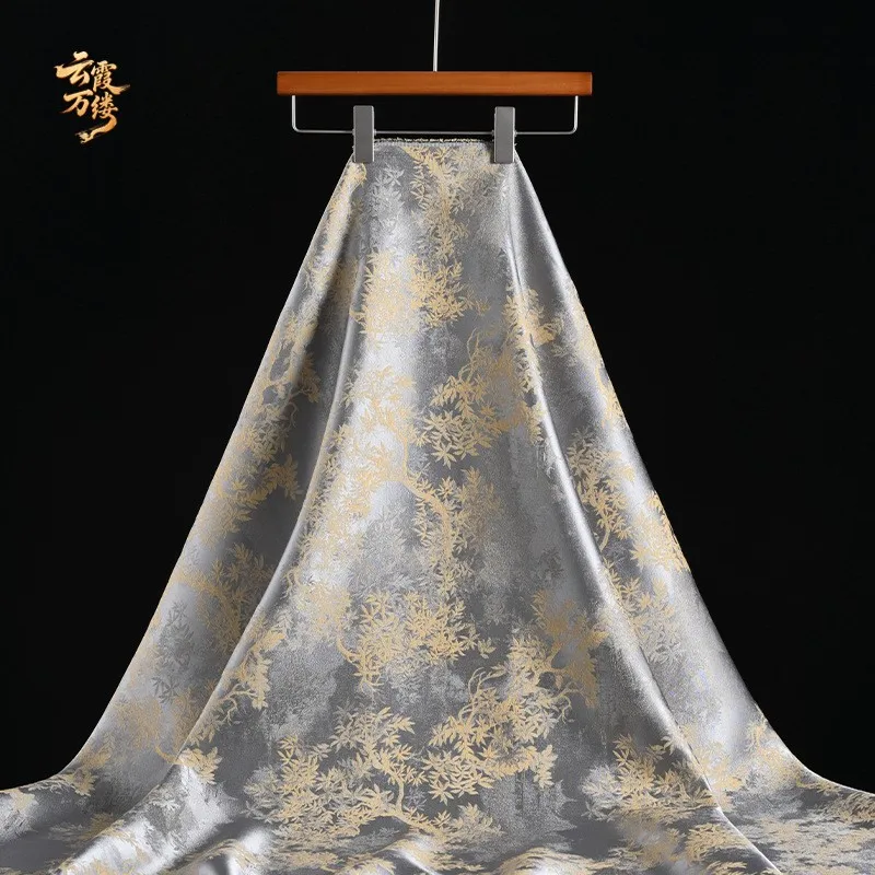 Chinese-style haze blue jacquard fabric suitable for cutting cheongsam skirts Hanfu clothing designer