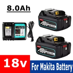 NEW With LCD Charger Rechargeable Battery 18 V 8000mAh Lithium ion for Makita 18v Battery 8Ah BL1815 BL1850 BL1830 BL1860 LXT400