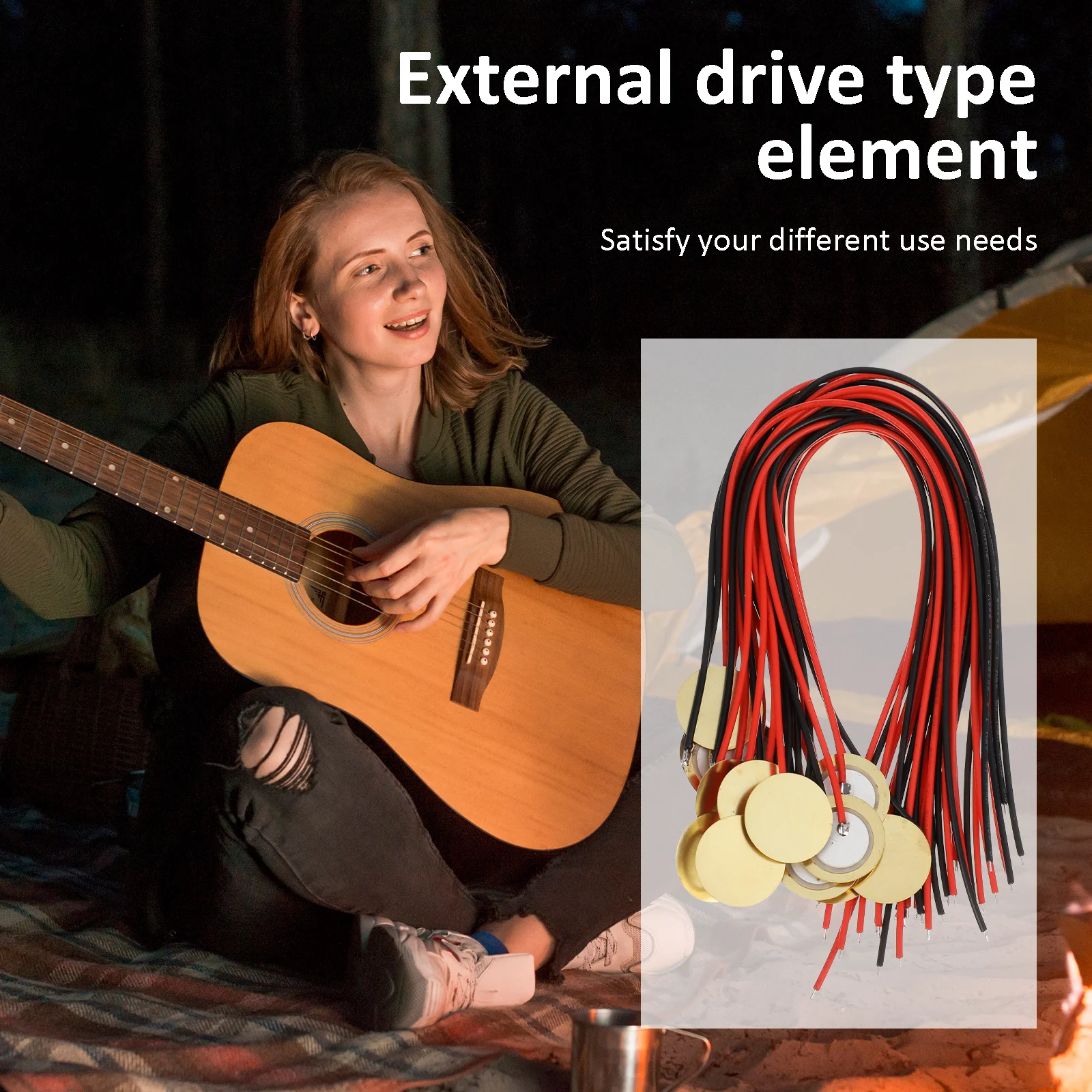 

15Pcs Piezo Pickup Brass Disc Elements for Guitar Drum Trigger Loud Warm Tone Long Cable Piezoelectric Transducer Amplifiers