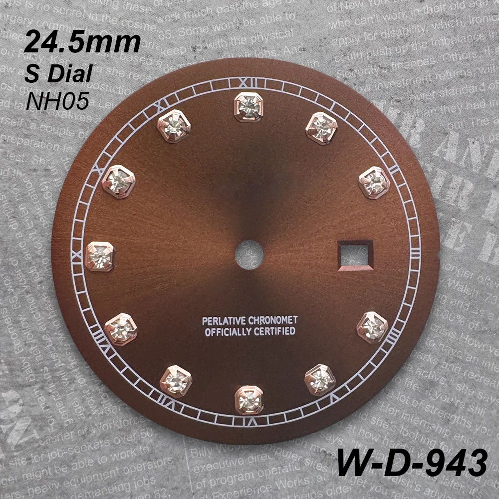 24.5 mm S Logo Diamond Dial Suitable For NH05 Japan Movement Sunburst High Quality Watch Modification Accessories