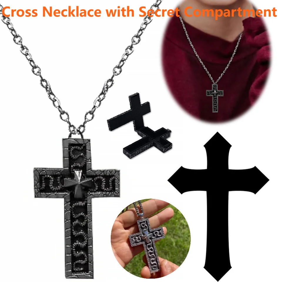 3D Metal Gothic Pendant Necklace with Hidden Compartment