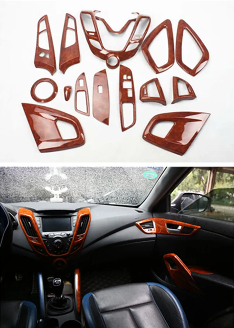 1lot Car stickers Yellow peach texture grain inside decoration cover for 2011-2016 Hyundai Veloster Hatchback