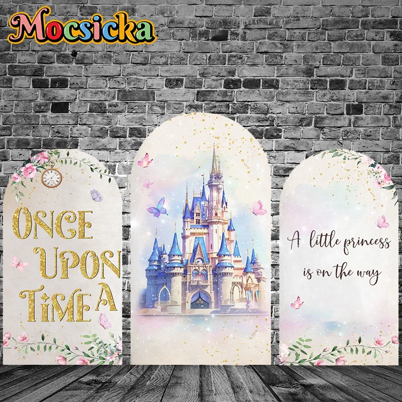 

Mocsicka Double Stitched Arch Photography Background Baby Shower Decoration Princess Cherry Blossom Happy Birthday for Girls