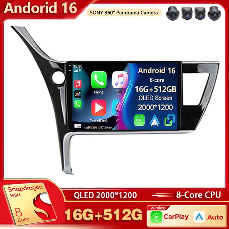

Android 16 Car Radio Multimedia Player For Toyota Corolla 11 Auris E180 2017 2018 2019 Auto Carplay Stereo Dsp wifi+4G Ai voice