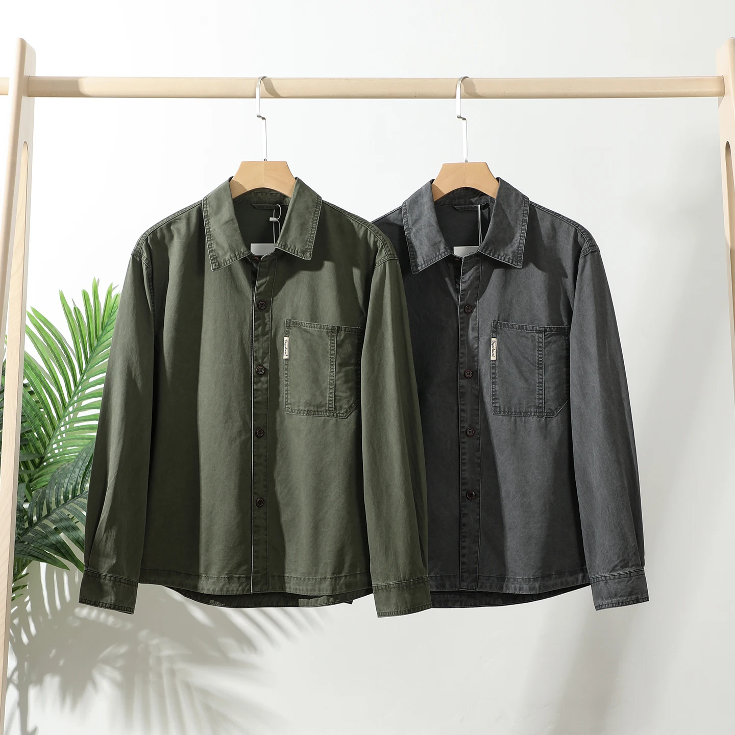 

Retro American Sle Men's Cotton Work irt Waed Outdoor Utili Long Sve Collared Breathable Comfortable Loose Fit irt