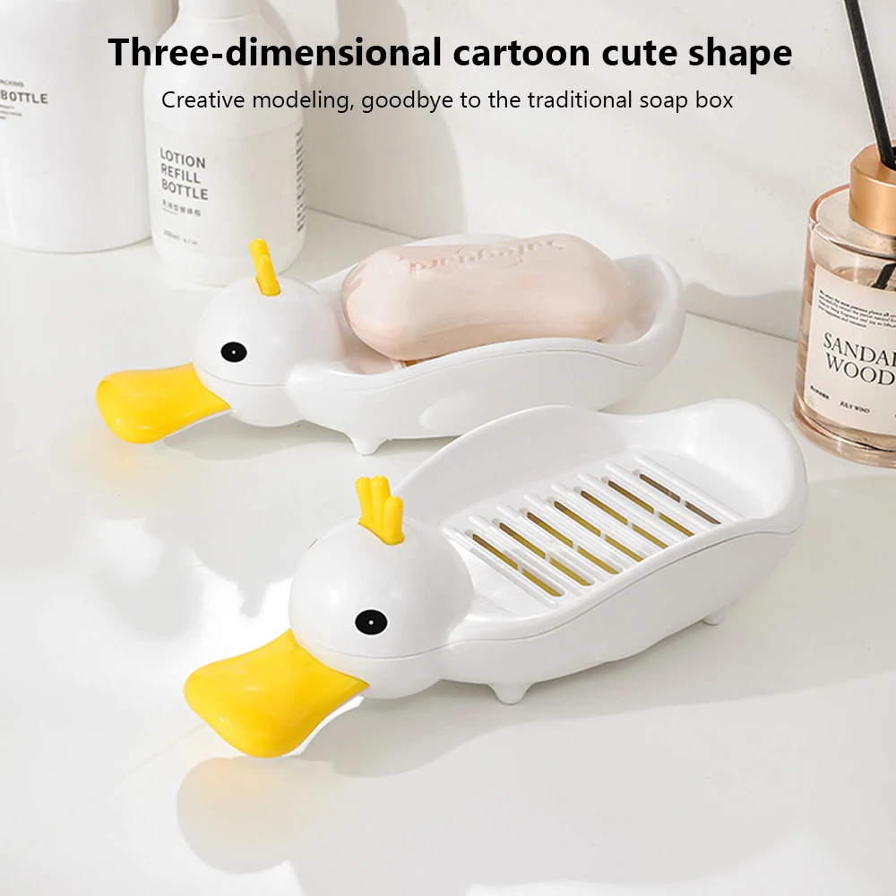 Cute Duck Soap Dish Self-Draining Soap Holder For Bathroom Kitchen Soap Container Bathroom Accessories