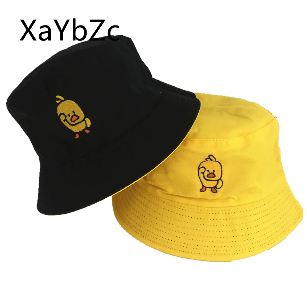 Summer Sun  Reversible Duck Bucket Hat for Men Women Cotton Bob Sad Boys Panama Fold Girls Beach Travel Outdoor Fisherman Cap