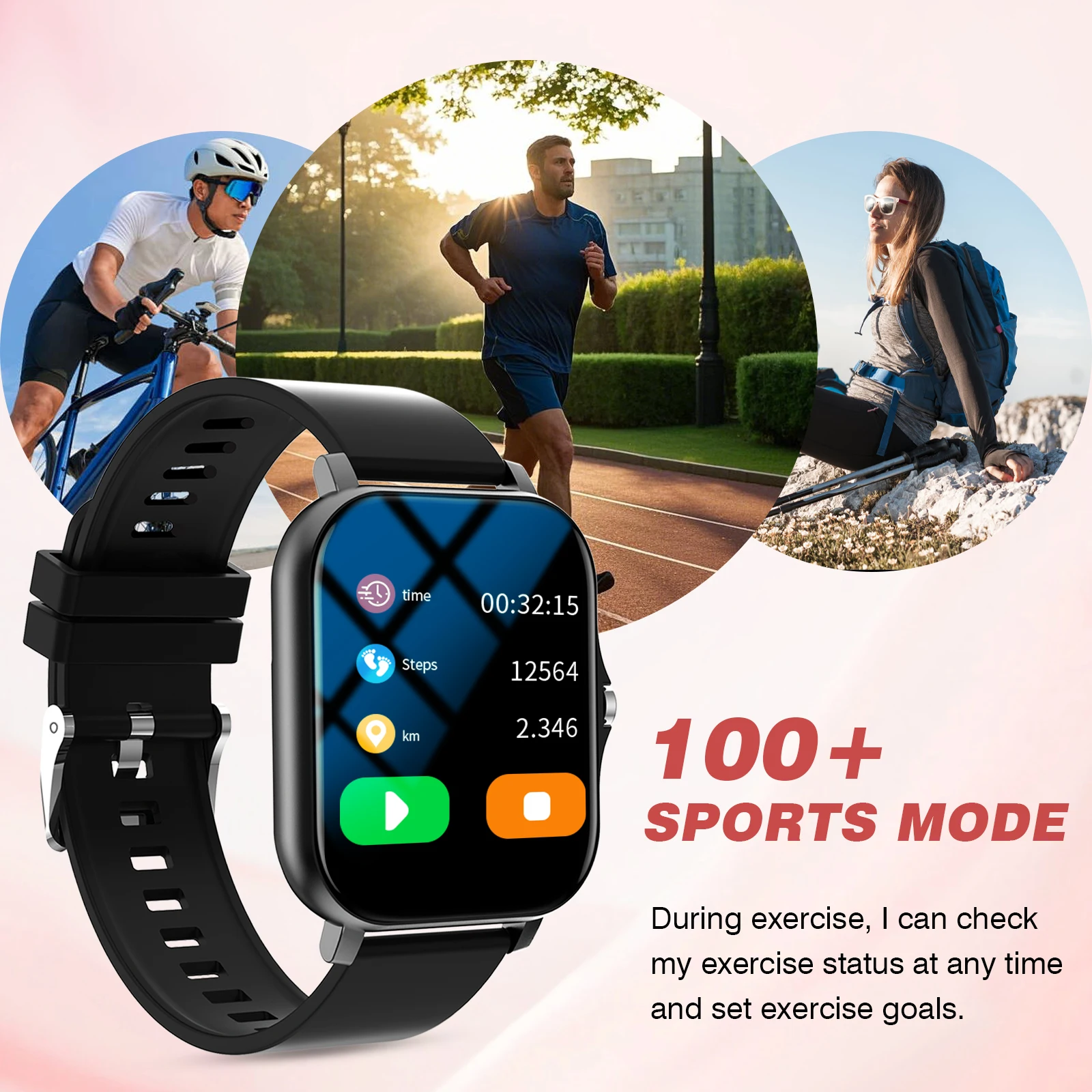 Drahtlose Damen-Smartwatch, Bluetooth-Anrufe, Multi-Sport-Modus, kompatibel mit Android und iPhone
