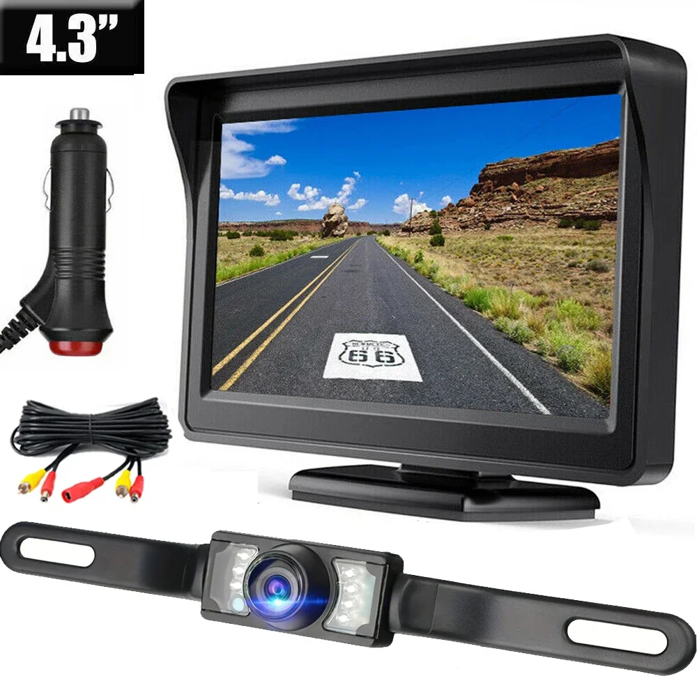 Backup Camera Mirror HD Plug and Play Easy Set up Color Night Vision Rear View Mirror with License Plate Camera for Car