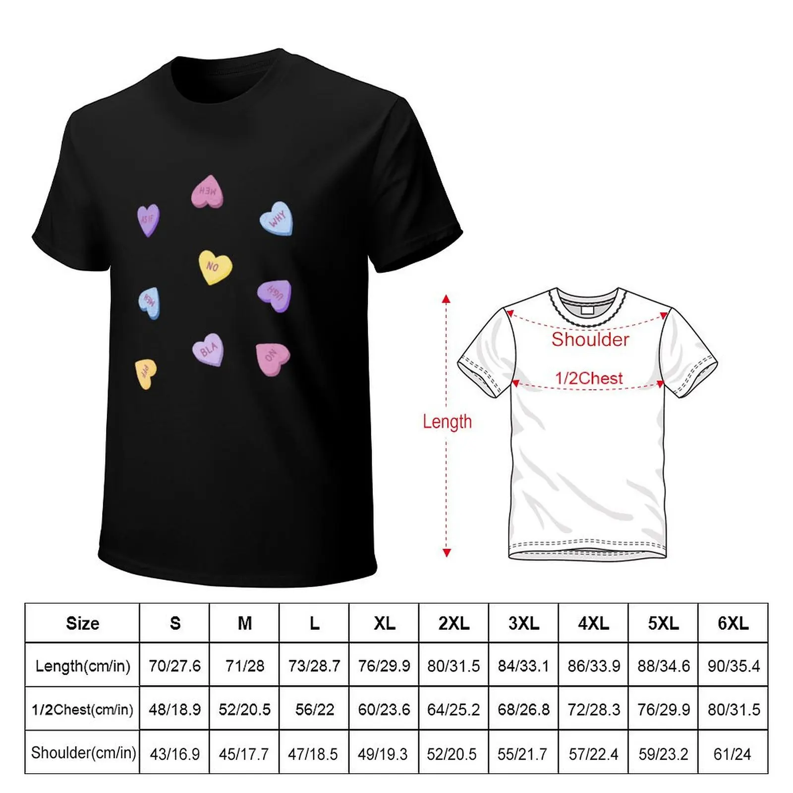 Passive Aggressive Sugar Hearts T-Shirt Basic Plain Tee for Spring and Summer