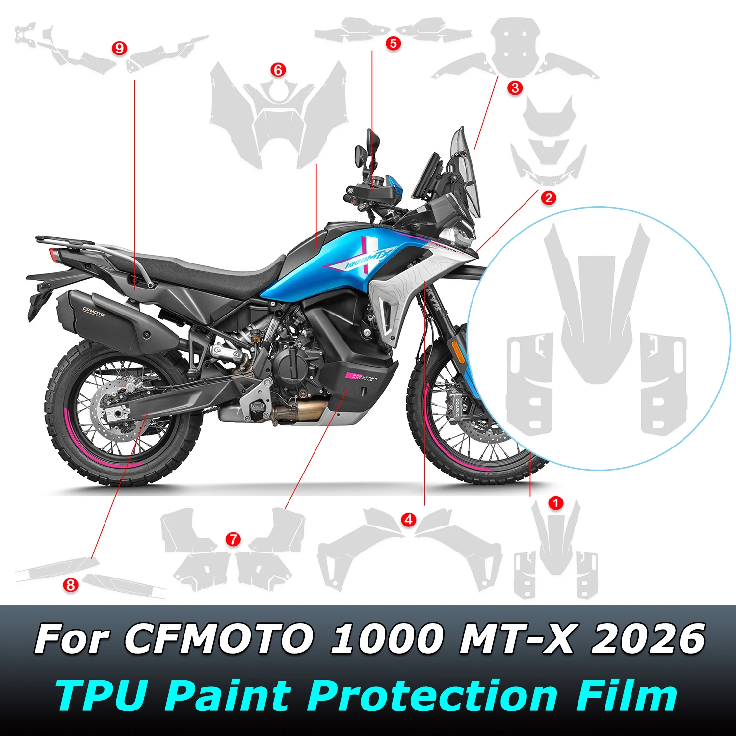 New 1000MTX TPU Motorcycle Fairing Invisible Car Cover For CFMOTO 1000 MT-X 2026 Anti-scratch Body PPF Paint Protection Film