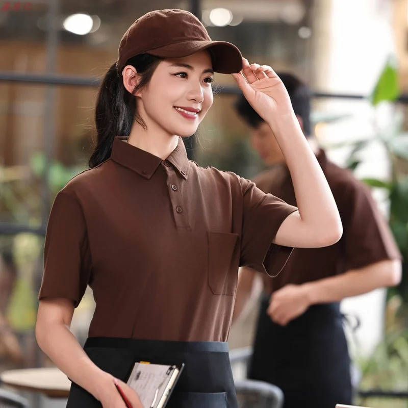 패스트 푸드 레스토랑 웨이터 턴 다운 칼라 반팔 케이터링 레스토랑 냄비 레스토랑 바베큐 레스토랑 밀크 티 샵 Su