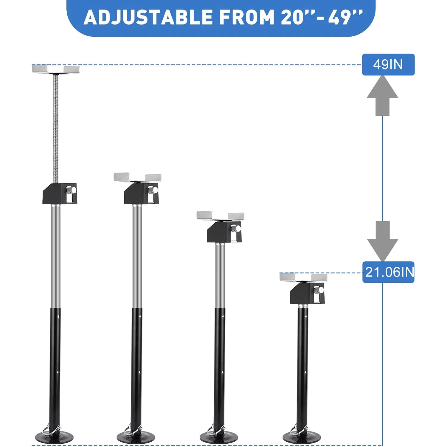 مجموعة مقابس دعم منزلق RV مكونة من 2/4 5000 رطل شديدة التحمل 21 بوصة - 49 بوصة مثقاب قابل للتعديل وكرنك متوافق مع مثبت مقاوم للصدأ #3