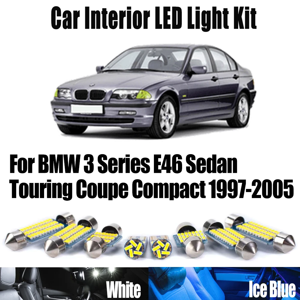 18 Uds Canbus vehículo LED Interior mapa cúpula maletero Kit de luz para el maletero para BMW Serie 3 E46 Sedan Touring Coupe Compact 1997-2005