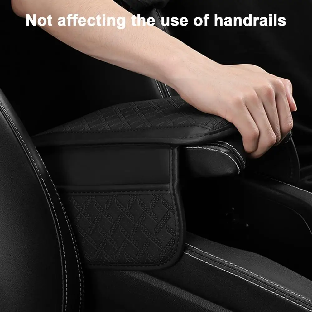 Car Center Console Cover with Storage Bag Wear Resistant Fine Stitching Easy to Install Universal Car Armrest Cover Cushion