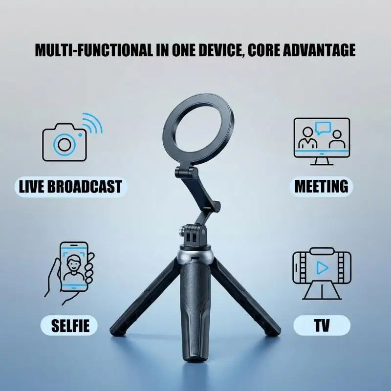 

Pocket Phone Tripod Aluminium Desktop Foldable Handheld Tripod Phone Clamp for Travel F19E
