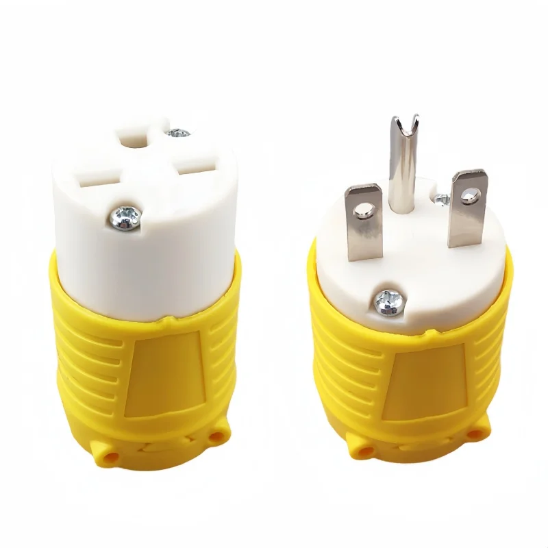 NEMA 6-15P 15Amp 250 6-15R Volt Extension Cord End, Electrical Replacement Plug & Connector Yellow