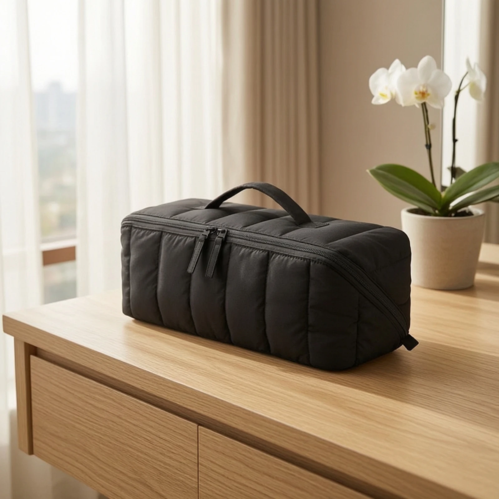 Hair Tool Organizer with Heat Mat Portable Hair Tool Storage Bag Padded Quilted for Travelers, Bathroom, Salon