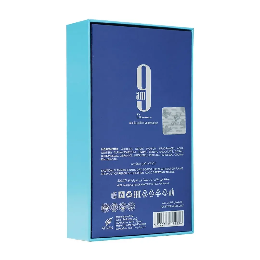 عطر أفنان 9 AM Dive للجنسين 100 مل، عطر حمضيات يدوم طويلاً، بخاخ عطري مائي
