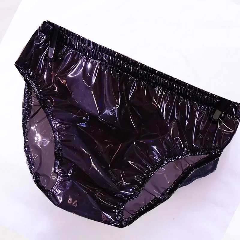 

Sexy Shiny PU fetish Plastic Men's Panties See Through Brief ABDL Soft Smooth Waterproof BF Sexy Costumes Private Party Panty