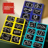 8Pcs/Set Metal Montessori Puzzle Wire Mind Brain Teaser Puzzles Children Adults Interactive Game Reliever Educational Toys Gift