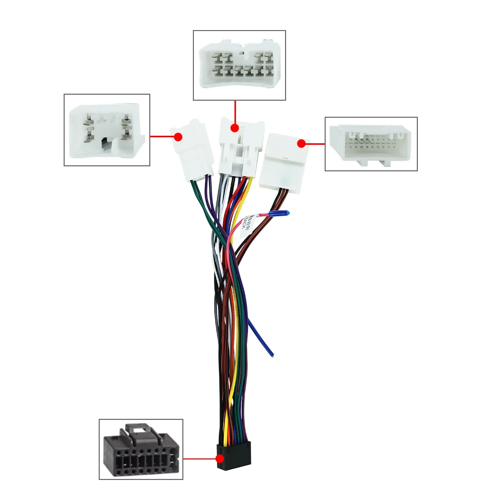 Android Radio Cable Adapter Accessories for TOYOTA Corolla Highilander VIOS YARIS RAV4 Navigation Radio Wiring Harness Connector
