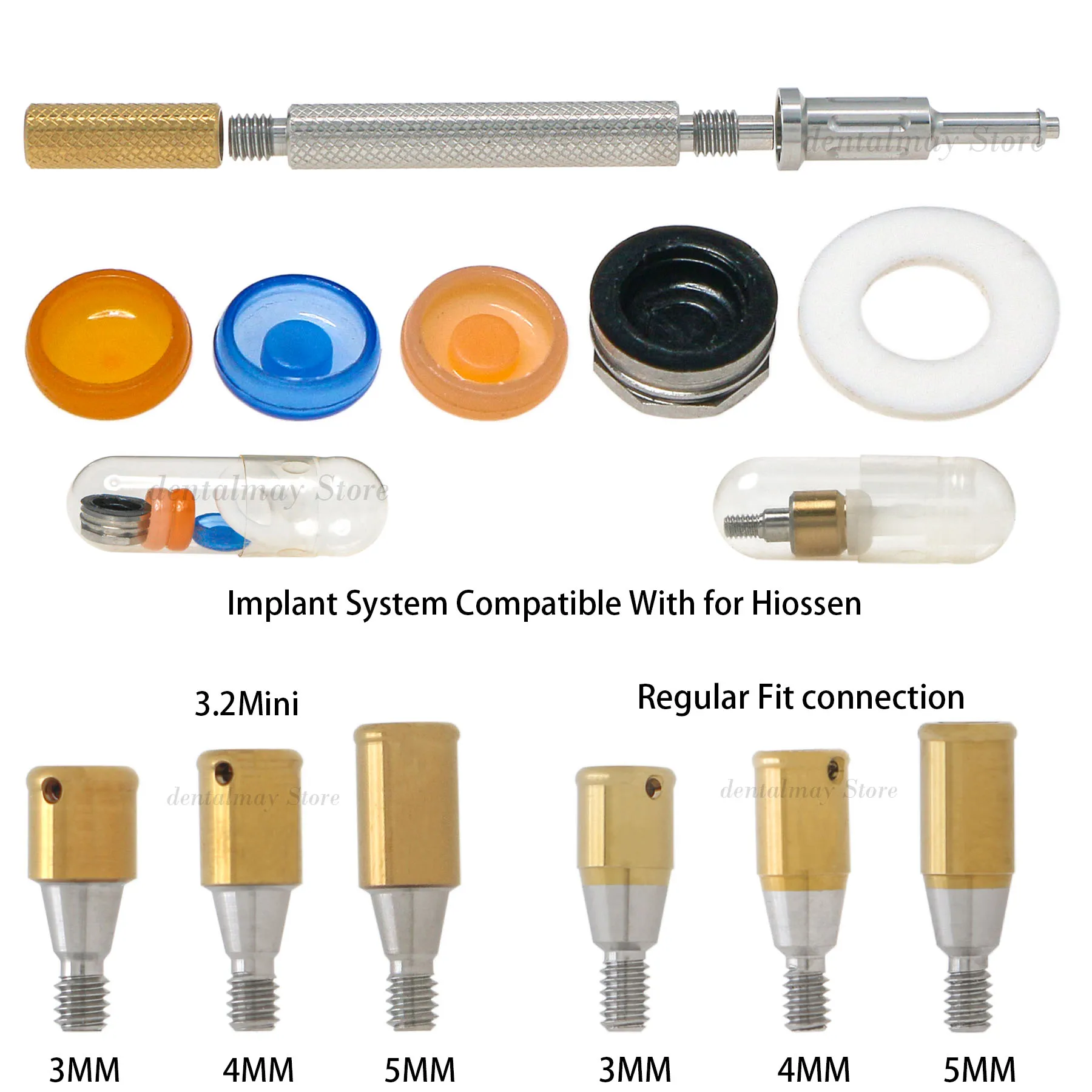 

Dental Implant Mini Ø3.2/Regular Attachment Abutments Male Cap Locator Core Tool fit for Hiossen 3/4/5/mm