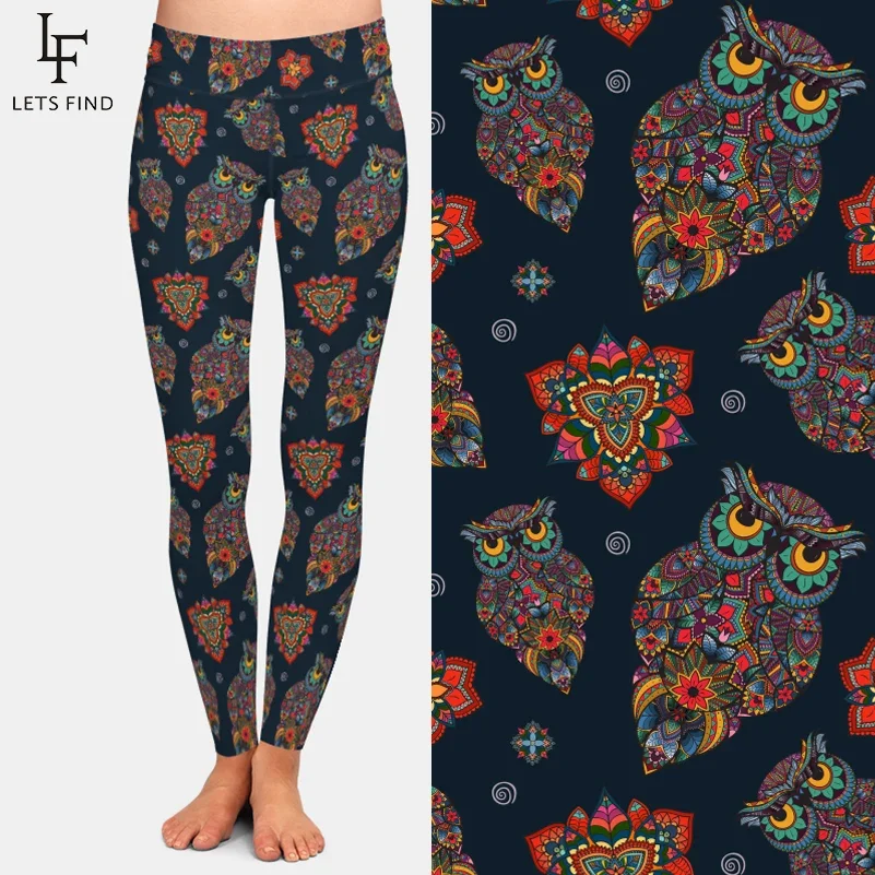 LETSFIND – pantalon extensible taille haute pour femmes, Legging de Fitness, imprimé numérique hibou, nouvelle collection