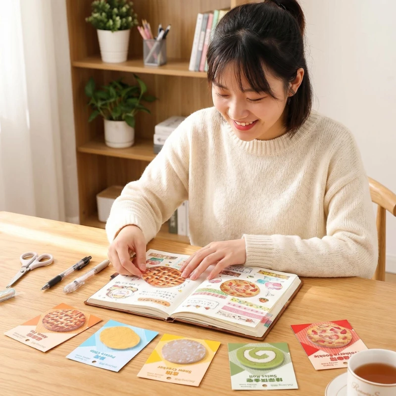 kawai Office School Supplies Snack Party Series notes Biscuits Bread Special-shaped N time stickers Tear sticky note paper book