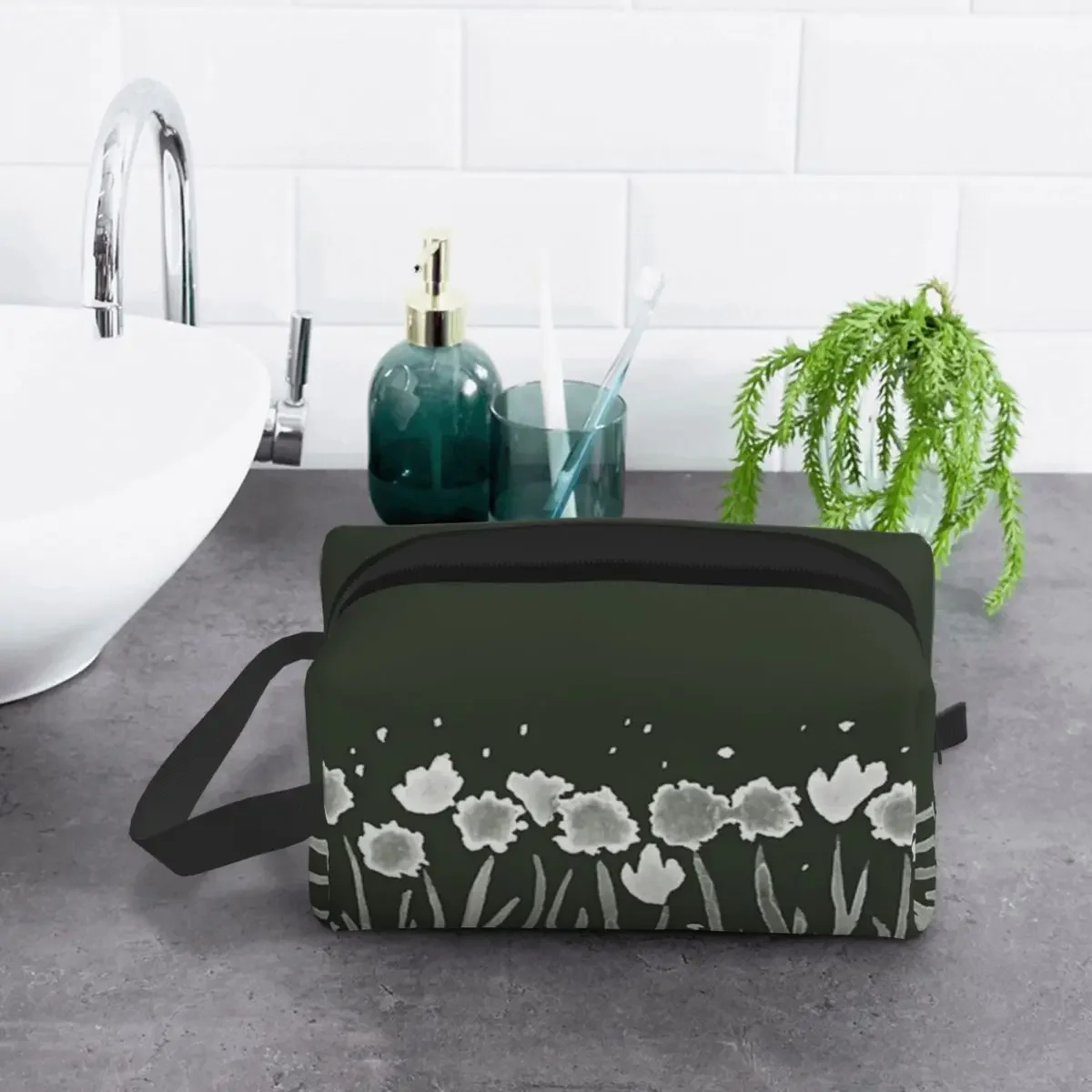 Alliums-Bolsa de almacenamiento portátil de poliéster para hombre y mujer, bolso de viaje para cosméticos, bolsa de lavado colgante, pintura de acuarela, narcisos, negocios