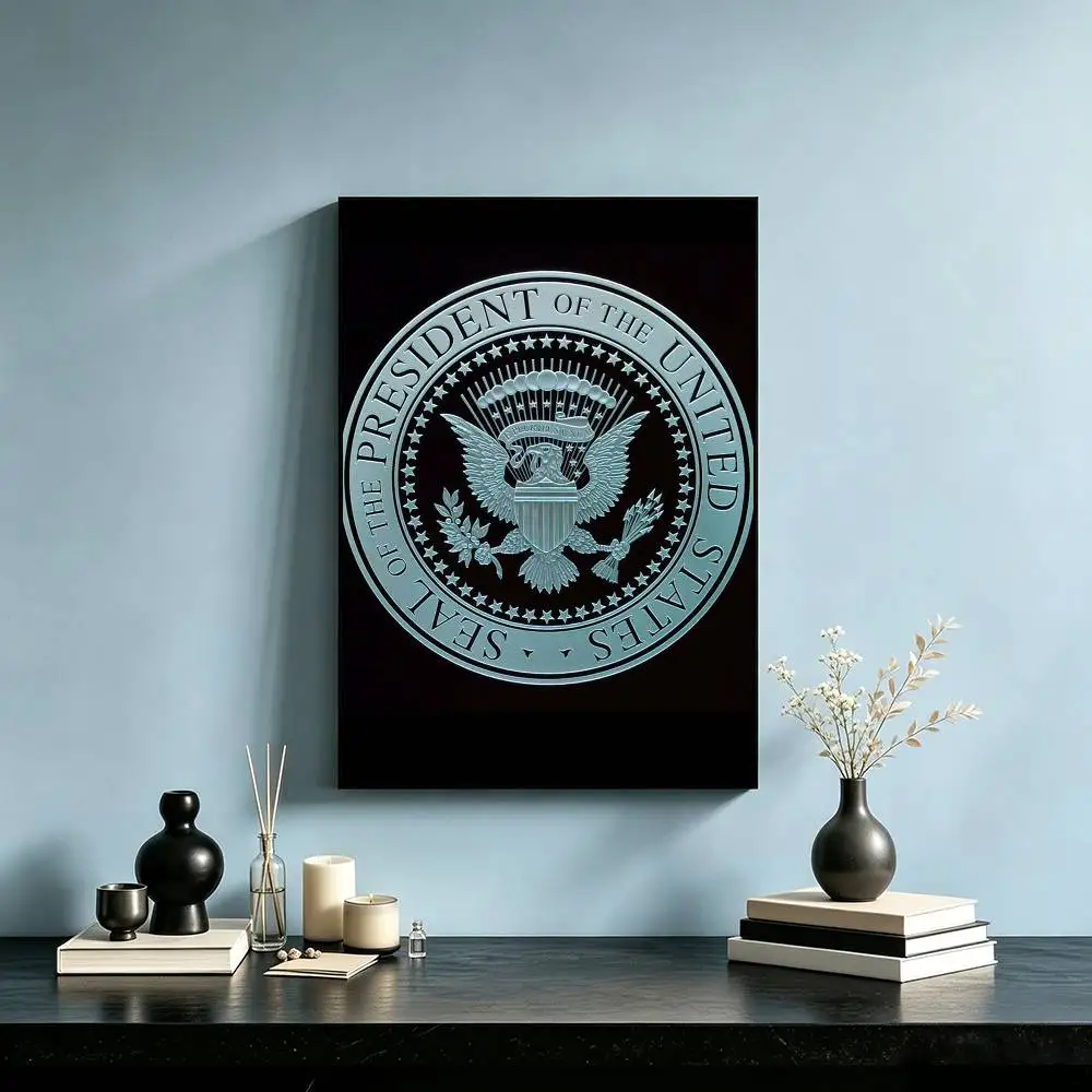 S-Seal Of The P-President  Poster Waterproof Wall Art Sticker For Bar Living Room Vintage Decor High Quality Print Gift