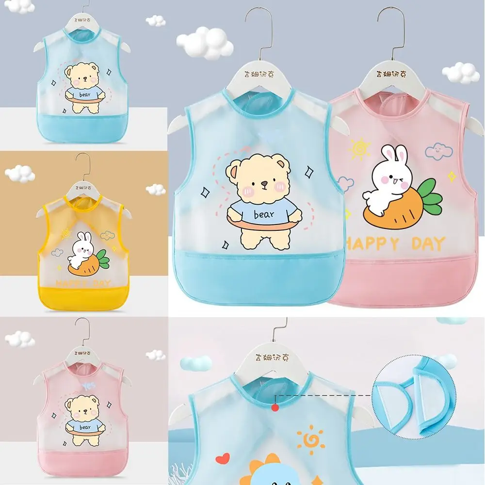 Cartoon Pattern Eating Bibs Waterproof Anti-dirty Children Apron Washable Sleeveless Children Protective Clothing Children