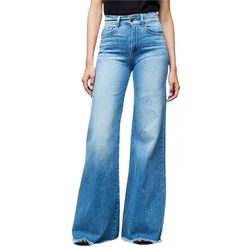 Jean Évasé Taille Moyenne pour Femme, Pantalon en Denim, Confortable, Décontracté, Jambes Larges, FjTrend Streetwear, Lavable, Élégant