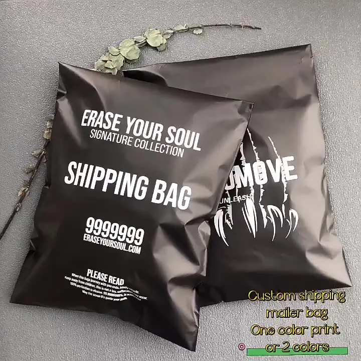 Schwarze Express-Geschenkverpackungstasche, wasserdichte Plastiktasche, Transportprodukt, selbstversiegelte Tasche, individueller Logodruck – Detail 3