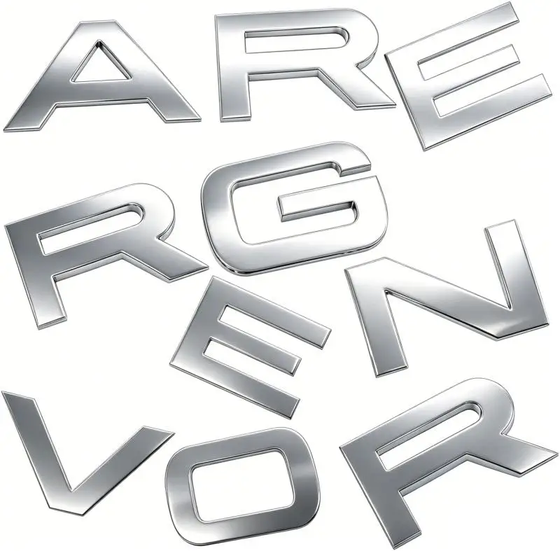 Car Emblem 3D Raised ABS Letter Decal Glossy Black Compatible with RxxxE and RxxxR Replacement for Front Grill Hood and Tailgate