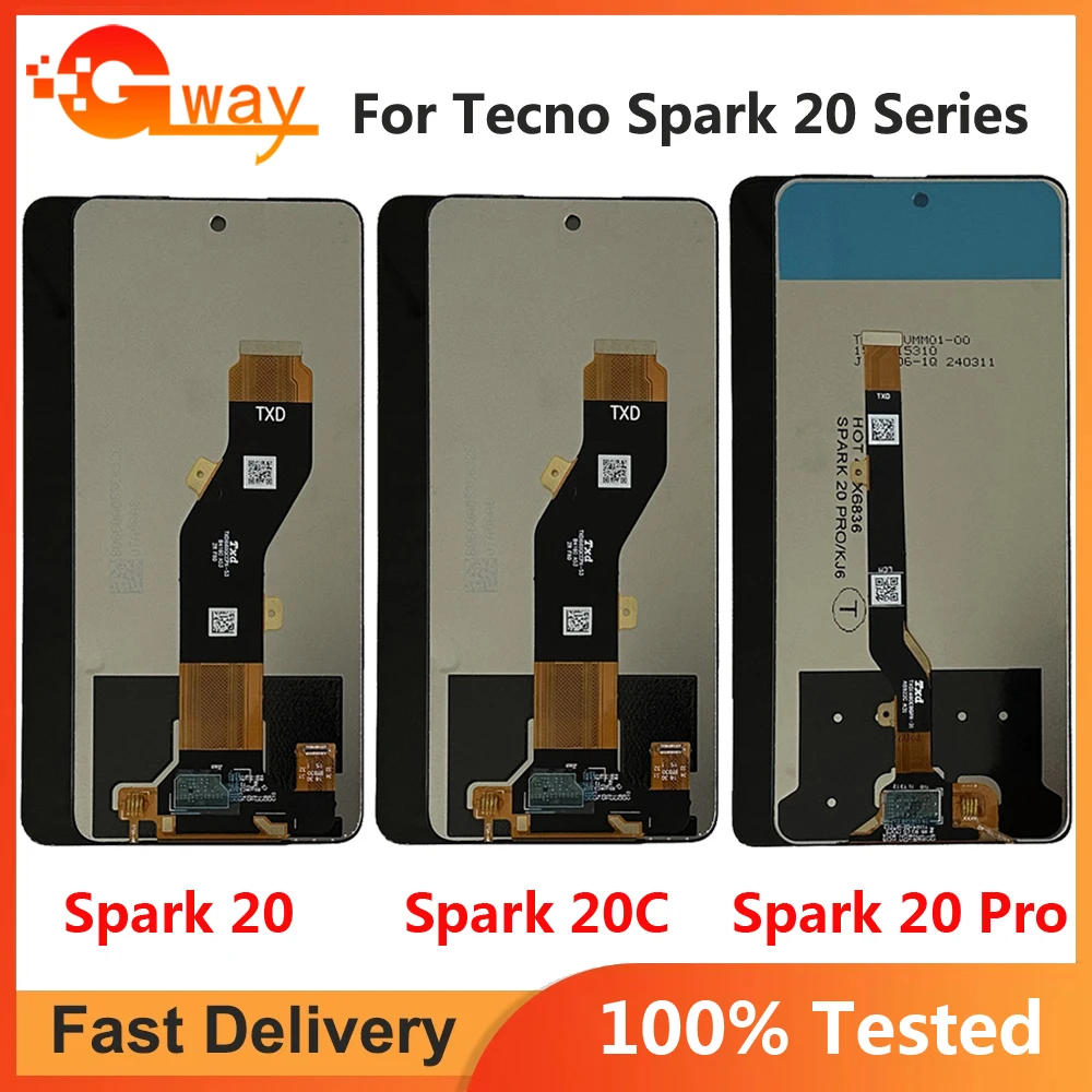 

For Tecno Spark 20 Pro KJ6 LCD Display Spark 20C BG7 LCD Screen Touch Panel Digitizer For Tecno Spark 20 KJ5 LCD Sensor Display