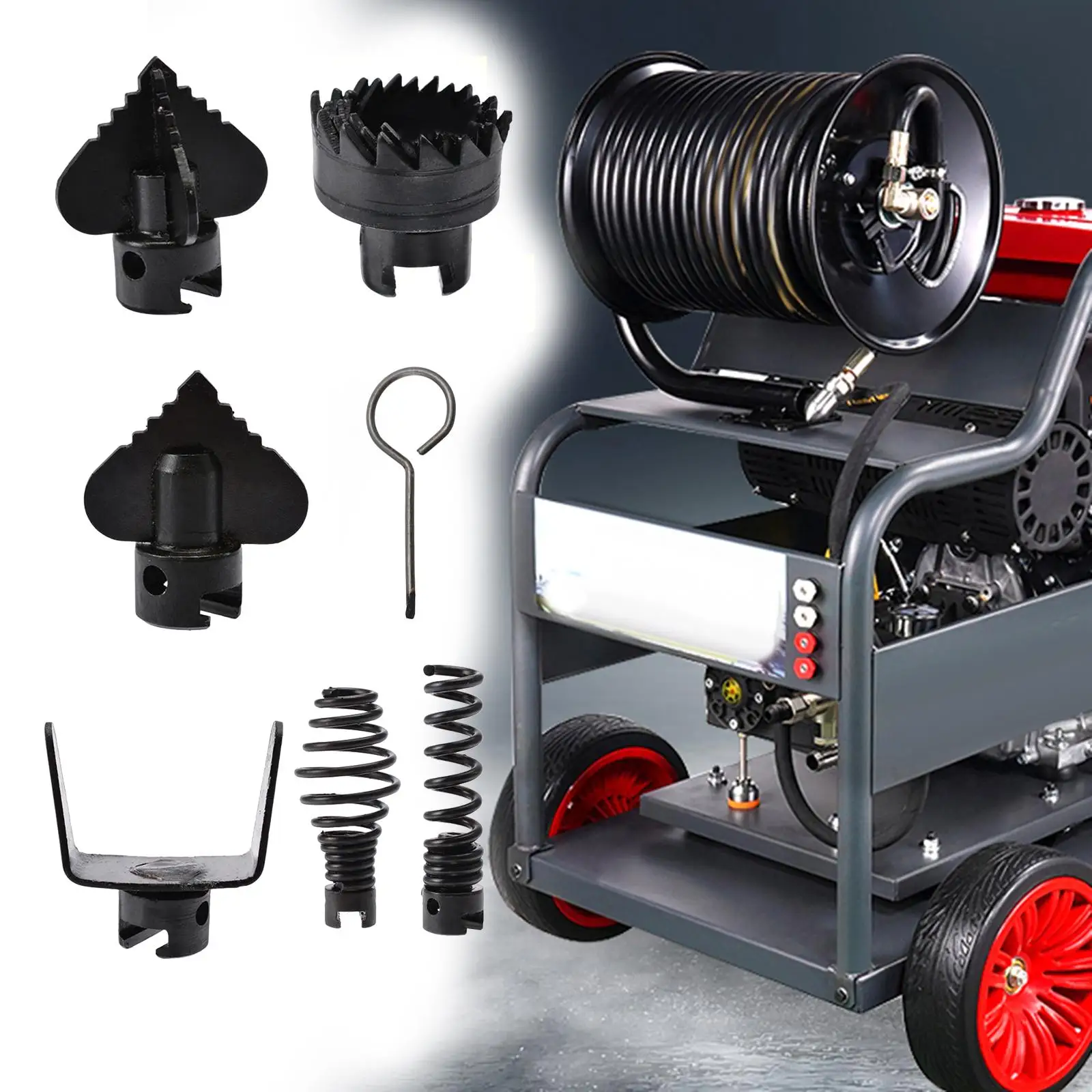 

7x набор сливных резаков, секционный шнек, адаптер для канализационной головки, устройство для удаления сливного засора