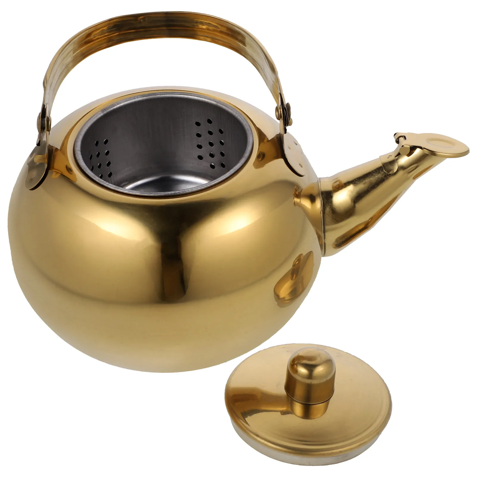 

1.5L Stainless Steel Tea Pot Thick Wall Vacuum Insulated Thermal Kettle For Home Office Travel Golden Kitchen Barware Set