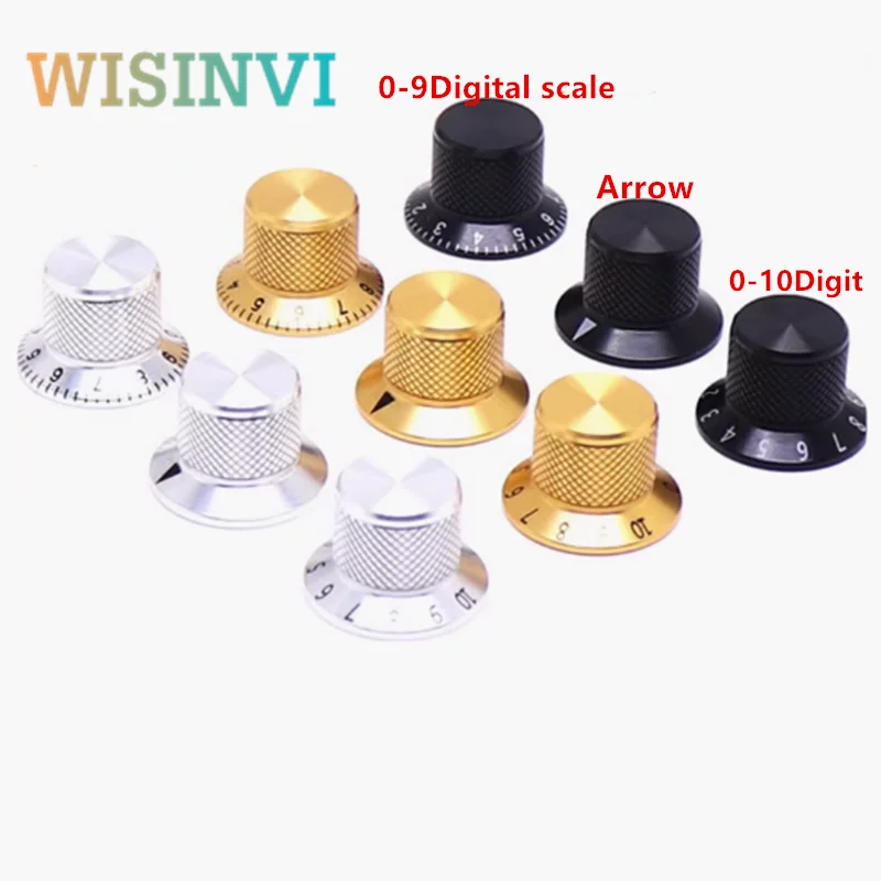 1 peça tampa do botão do potenciômetro de núcleo sólido de alumínio guitarra elétrica botão de ajuste de volume e tom buraco circular 6mm fixação de parafuso