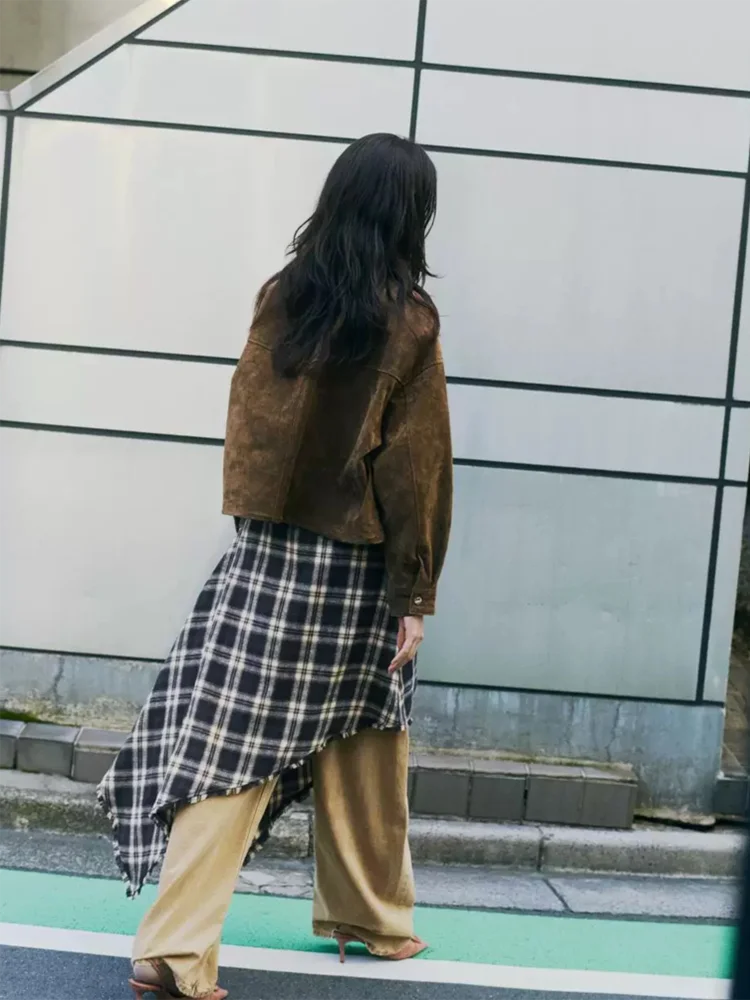 Doux Faionable Plaid Dr V-Ne asymétrique nouveauté hiver 2025 vêtements pour femmes taille haute Midi Dr robe de bal