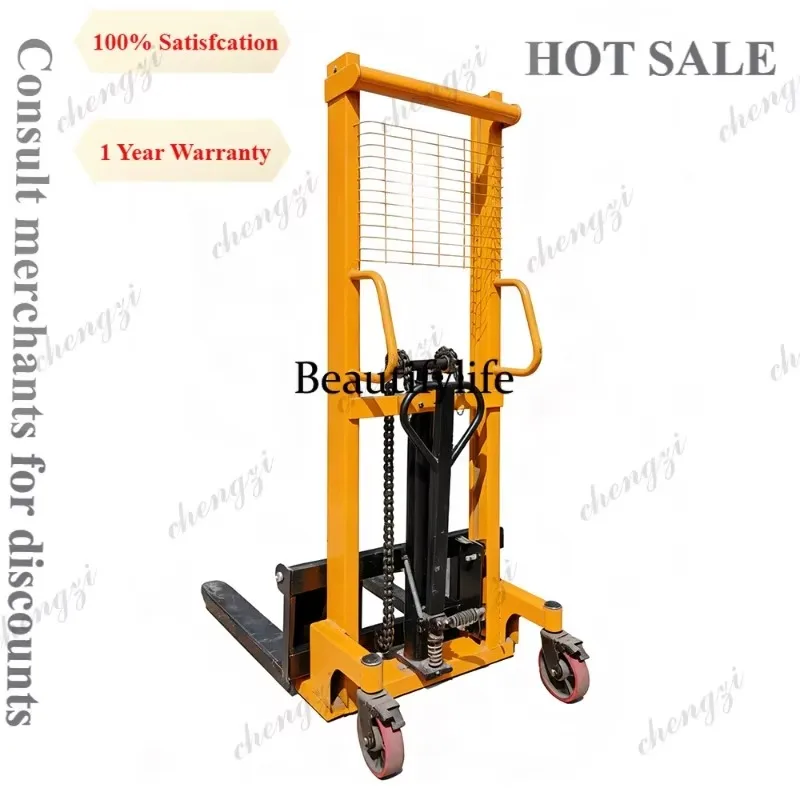 

HR Low Price 2000kg Manual Stacker Crane Manual Lifting And Walking Forklift Trolley Truck