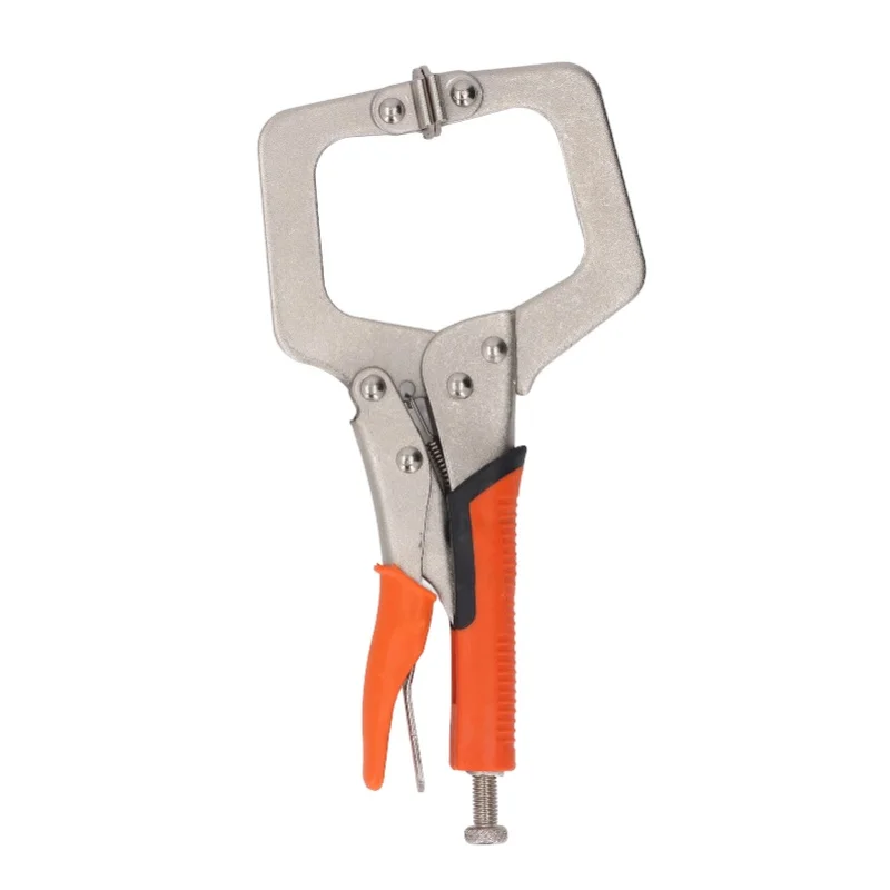 2Pcs Locking C Clamp Pliers Set Heavy Duty Woodworking Face Clamp With Rotating Pads For Welding Pocket Hole Joinery 9in
