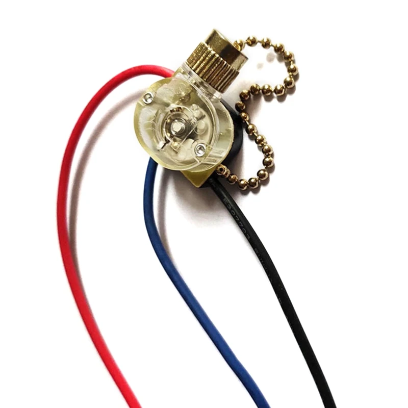 3-Wire Pull Chain Switch Beads Chain Wall Light Fan Ceiling Switch Replacement ​For Ceiling Fan Desk Antique Lamps