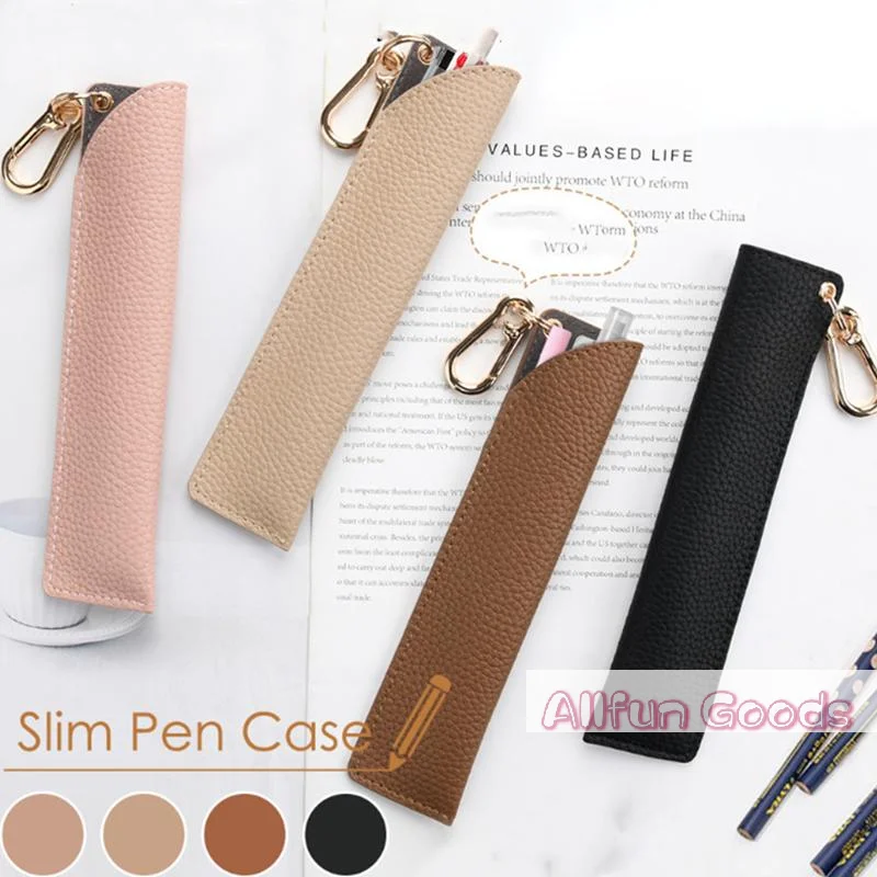 1Pcs Leather Pencil Holder School Pen Storage Bag Pen Case Kawaii Pen Protective Sleeve Small Sign Pen Cover Leather Case Gifts